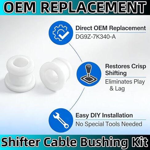 طقم إصلاح جلبة كابل ناقل الحركة قطعتين، متوافق مع Ford Focus MK، Edge، Escape، Explorer وFusion؛ يستبدل أرقام أجزاء OEM DG9Z-7K340-A وKV6Z-7K340-A in Kuwait