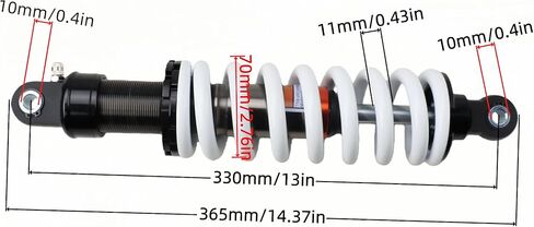 330mm (13") Universal Rear Shock Absorber Heavy-Duty 11mm Spring Max Load 600lbs for 125cc–400cc Dirt Bike Pit Bike Motorcycle ATV Quad Go Kart Aftermarket Fits Honda/Yamaha/Kawasaki/Suzuki in Kuwait