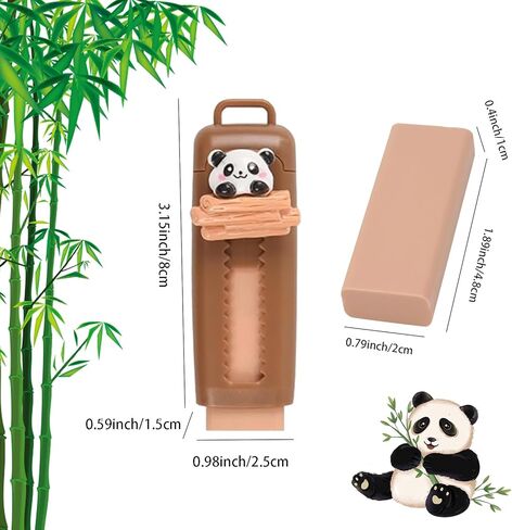 4 Pcs Cute Panda Retractable Erasers, Cartoon Rubber Push-Pull Eraser Panda Pencil Erasers for Kids Boys Girls Students School Office Supply Stationery Classroom Gifts in Saudi Arabia