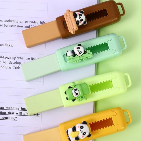 4 Pcs Cute Panda Retractable Erasers, Cartoon Rubber Push-Pull Eraser Panda Pencil Erasers for Kids Boys Girls Students School Office Supply Stationery Classroom Gifts in Saudi Arabia