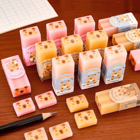 6Pcs Cute Cartoon Capibara Erasers Kawaii 3D Erasers Pencil Eraser for Women Office Supplies Small Eraser Gifts Random Color (4.6x2.1x1.5cm) in Saudi Arabia