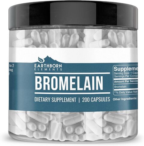 Earthborn Elements Bromelain 200 Capsules, Pure & Undiluted, No Additives in Saudi Arabia