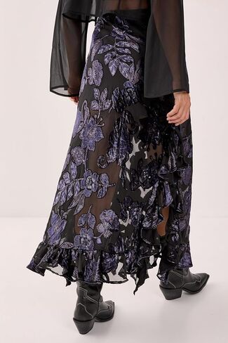 Nasty Gal Floral Devore Ruffle Maxi Skirt in Saudi Arabia