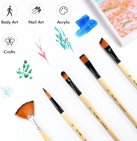 32pcs Artist Series Paint Brushes | Nylon Bristles with Round, Filbert, Flat, Fan, Angle, Fine Detail Brush | Suitable for Artists and Beginners for Acrylic, Oil, Watercolor Painting in Saudi Arabia