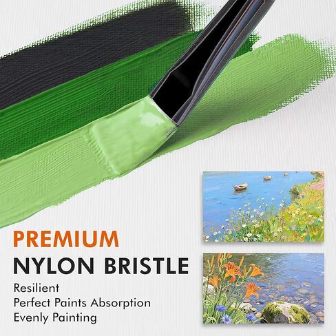 32pcs Artist Series Paint Brushes | Nylon Bristles with Round, Filbert, Flat, Fan, Angle, Fine Detail Brush | Suitable for Artists and Beginners for Acrylic, Oil, Watercolor Painting in Saudi Arabia