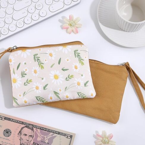 القطن الأزهار الصغيرة المنظم حقيبة عملة محفظة للنساء مع سلسلة المفاتيح المطبوعات الصغيرة سستة تغيير المحفظة عملة الحقيبة حامل البطاقة محفظة مخلب للنساء الفتيات in Kuwait