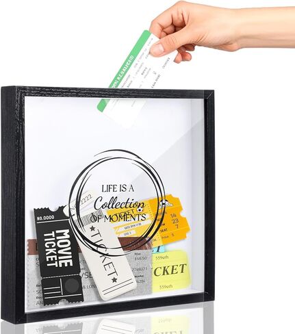 Travel Adventure Archive Shadow Box For Memories, Concert Travel Ticket Stub Memory Top Loading Shadow Keepsake Box With Slot On Top,life In a Shadow Box Travel Frame (Black, 11.4x11.4 Inch) in Kuwait