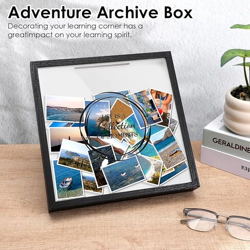 Travel Adventure Archive Shadow Box For Memories, Concert Travel Ticket Stub Memory Top Loading Shadow Keepsake Box With Slot On Top,life In a Shadow Box Travel Frame (Black, 11.4x11.4 Inch) in Kuwait