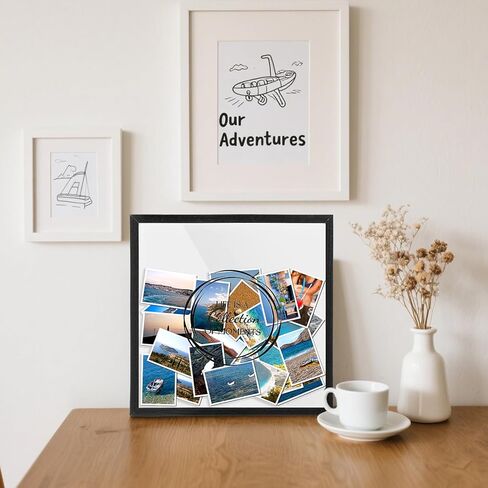 Travel Adventure Archive Shadow Box For Memories, Concert Travel Ticket Stub Memory Top Loading Shadow Keepsake Box With Slot On Top,life In a Shadow Box Travel Frame (Black, 11.4x11.4 Inch) in Kuwait