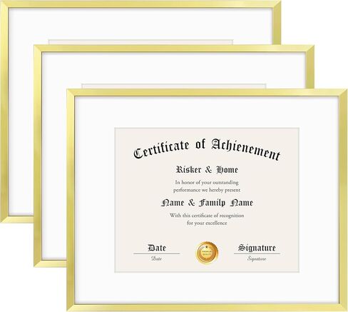 Golden State Art, 11x14 Diploma Frame With Mat - Display 8x10 Document Certificate Degree Picture for Wall - Gold, 3 Pack in Kuwait