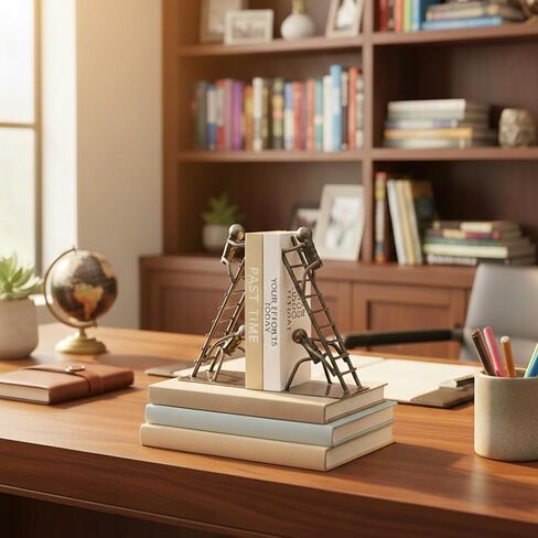 Black Decorative Bookends, Cast Iron Book Stand to Hold Books Heavy Duty, Book Stoppers for Home Decor, Office Desk, Living Room Decor in Kuwait