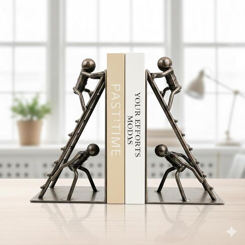 Black Decorative Bookends, Cast Iron Book Stand to Hold Books Heavy Duty, Book Stoppers for Home Decor, Office Desk, Living Room Decor in Kuwait