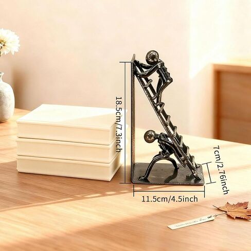 Black Decorative Bookends, Cast Iron Book Stand to Hold Books Heavy Duty, Book Stoppers for Home Decor, Office Desk, Living Room Decor in Kuwait