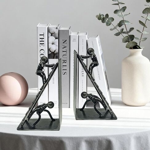 Black Decorative Bookends, Cast Iron Book Stand to Hold Books Heavy Duty, Book Stoppers for Home Decor, Office Desk, Living Room Decor in Kuwait
