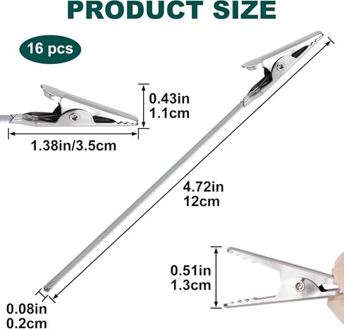 16 Pcs Alligator Metal Roach Clips for Joints, Roach Clips for Crafts, Telescopic Long Tailed Blunt Holder for Photo, Pictures (Metal, 4.72 Inch / 120MM) in Kuwait