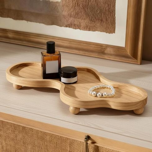 Uiifan Cloud Tray Wooden Decorative Tray Irregular Jewelry Tray Wooden Pedestal Stand Cloud Display Tray for Home Decor in Kuwait