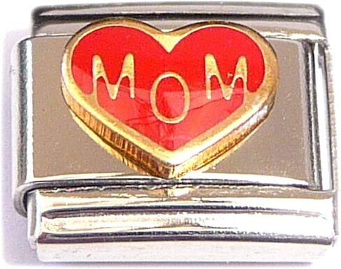 Mom On Red Heart Italian Charm in Saudi Arabia