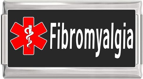 Fibromyalgia Medical Alert Italian Charm on Black Superlink Bracelet Jewelry Link in Saudi Arabia