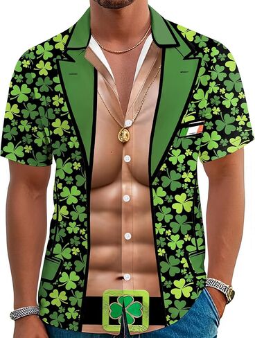St Patricks Day Shirt Men Short Sleeve St Paddy's Day Outfit Irish Shamrock Button Down Shirts in Saudi Arabia