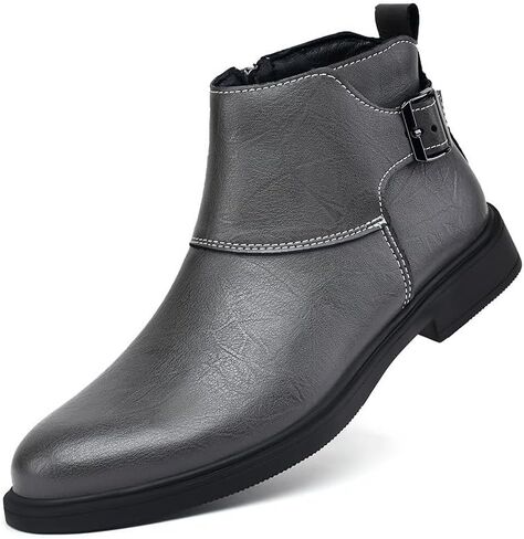 Santimon Men's Stylish Buckle Ankle Boots Multi-Color Suede Leather Zip Dress Boots in Saudi Arabia