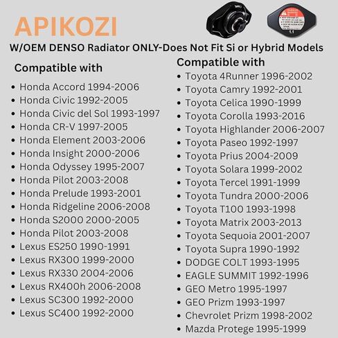 2 قطعة 19045-PAA-A01 19045PAAA01 غطاء المبرد متوافق مع 1994-2006 Honda Accord 1992-2005 Civic 1997-2005 CRV 1995-2007 Odyssey 2003-2008 Pilot in Kuwait