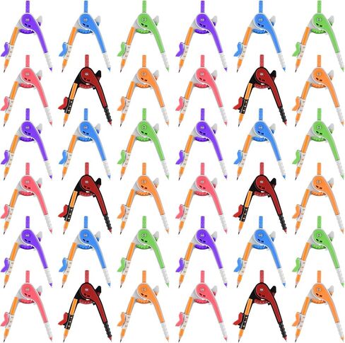 36 عبوة من بوصلة الهندسة الرياضية مقاس 6 بوصة، أداة دقيقة أساسية ملونة للطلاب، بوصلة رسم منبه بمقياس بلاستيكي مع أقلام رصاص لصياغة اللوازم المدرسية والمنزلية والمكتبية (36) in Kuwait