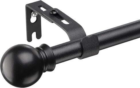 قضبان ستائر YeYeBest للنوافذ من 28 إلى 50 بوصة، مجموعة قضبان ستارة معدنية مقاس 5/8 بوصة، قضيب ستارة Winbdow شديد التحمل مع دعامات سوداء in Kuwait