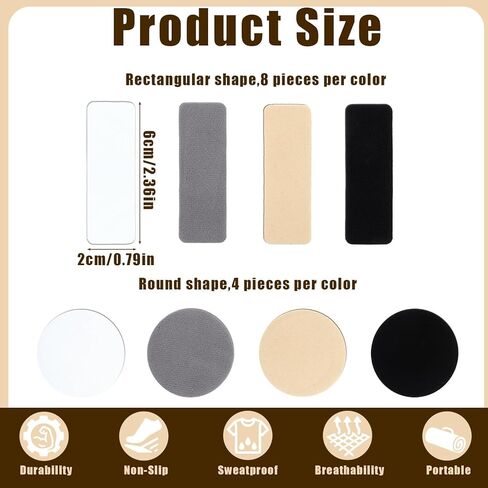 48pcs Shoe Patches for Holes, Shoe Repair Patch, Shoe Patch Rectangular & Round, Hole Repair Patchs for Sports Shoes four Colors in Saudi Arabia
