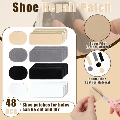 48pcs Shoe Patches for Holes, Shoe Repair Patch, Shoe Patch Rectangular & Round, Hole Repair Patchs for Sports Shoes four Colors in Saudi Arabia