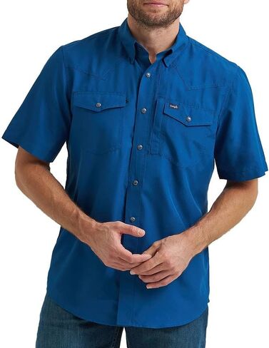 Wrangler Men's Blue Short Sleeve Performance Shirt in Saudi Arabia