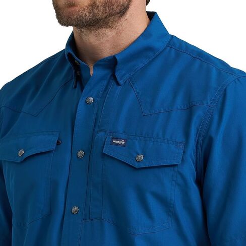 Wrangler Men's Blue Short Sleeve Performance Shirt in Saudi Arabia