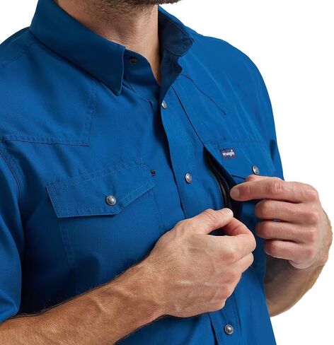 Wrangler Men's Blue Short Sleeve Performance Shirt in Saudi Arabia