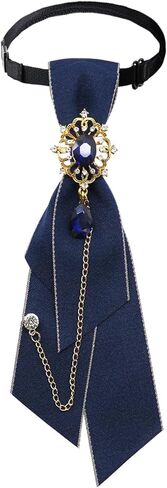 Women Ties with Gothic Rhinestone, Crystal Bowtie for Lady Girl Adjustable Neck Tie for Party Prom School Daily Use in Saudi Arabia
