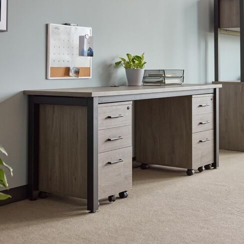NBF Credenza Desk - Executive Office Desk with Cable Management, Industrial Steel Frame, 1.125" Laminate Top - Cortez Modern Commercial Office Furniture Workstation, 72" W x 24" D, Grey in Saudi Arabia