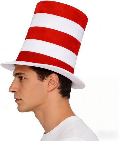 Red and White Stripes Top Hat,Felt Top Hat for Adult Men Women Halloween Party Dress Up in Kuwait