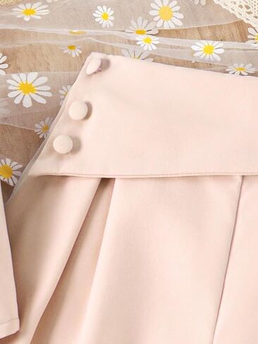 OYOANGLE Girl's Two Piece Dressy Outfits Tie Shoulder Button Cami Top Pleated Pants Clothing Set in Saudi Arabia