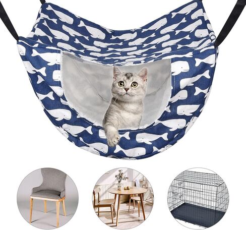 Petmolico Cat Hammock for Indoor Cats, 2 Tier Hanging Cat Cage Hammock with Soft Fleece Pet Bed for Kitten Raccoon Ferrets Gerbils, White Tower in Kuwait