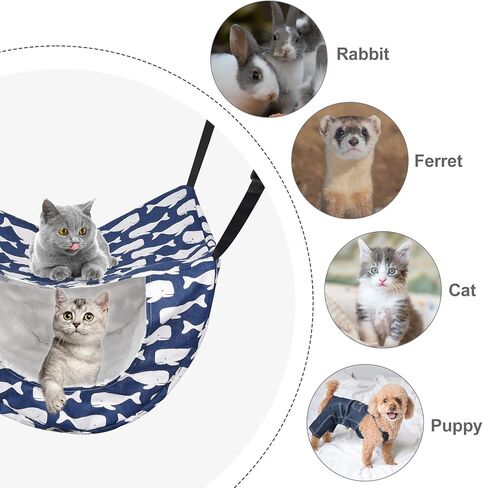 Petmolico Cat Hammock for Indoor Cats, 2 Tier Hanging Cat Cage Hammock with Soft Fleece Pet Bed for Kitten Raccoon Ferrets Gerbils, White Tower in Kuwait
