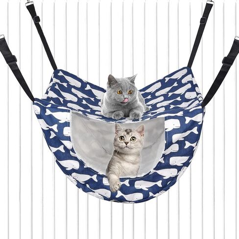Petmolico Cat Hammock for Indoor Cats, 2 Tier Hanging Cat Cage Hammock with Soft Fleece Pet Bed for Kitten Raccoon Ferrets Gerbils, White Tower in Kuwait