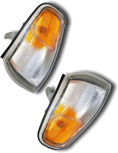 Turn Signal Light Driver + Passenger Parking Lamp Assy Pair Front Left Right Bulbs for Toyota for Camry DX/LE/SE/XLE 1995-1996 Chrome (Crystal)-Housing Clear W/Amber-Lens 12 V in Saudi Arabia