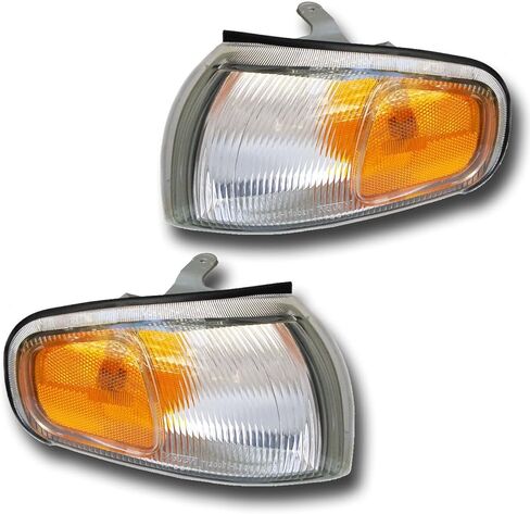 Turn Signal Light Driver + Passenger Parking Lamp Assy Pair Front Left Right Bulbs for Toyota for Camry DX/LE/SE/XLE 1995-1996 Chrome (Crystal)-Housing Clear W/Amber-Lens 12 V in Saudi Arabia