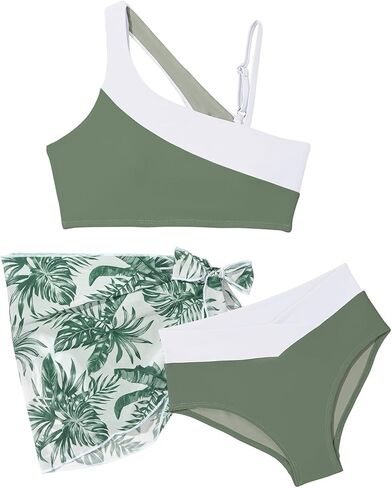 Girls Swimsuit Tween Bathing Suits Girl 3 Pieces Bikini Sets Size 6-15 Years in Saudi Arabia