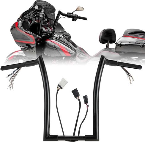 12" Rise Pre-wired Ape Hangers Handlebars for Harley 2008-2013 Road Glide FLTR/Road Glide Special FLTRXS/Road Glide Ultra FLTRU with CAN-Bus/TBW 1.25" Meathook Bar, Black in Saudi Arabia