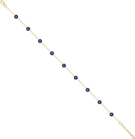 Jewels By Lux 10kt Yellow Gold Womens Enamel Evil Eye Chain Anklet Size 10 Inches in Saudi Arabia