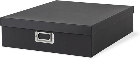 Soul & Lane Photo Storage Box with Lid, 14.8 × 13.0 × 3.7 Inches, Keepsake Memory Organizer, Cardboard Storage for Photo Albums, Scrapbooks, Artwork, Stationary, Memorabilia, Craft Supply, Black in Saudi Arabia
