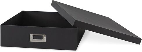 Soul & Lane Photo Storage Box with Lid, 14.8 × 13.0 × 3.7 Inches, Keepsake Memory Organizer, Cardboard Storage for Photo Albums, Scrapbooks, Artwork, Stationary, Memorabilia, Craft Supply, Black in Saudi Arabia