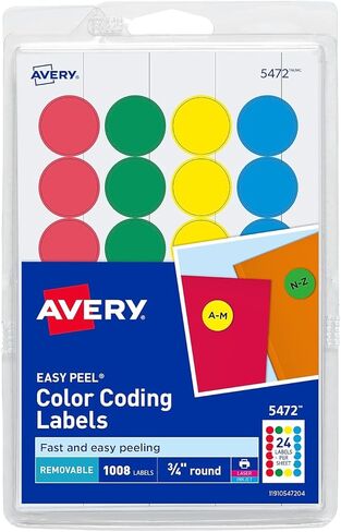 Print or Write Removable Color-Coding Labels [Set of 2] Size: 0.75" dia, Color: Assorted in Saudi Arabia