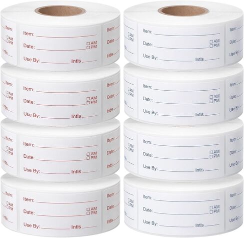 8 Rolls 4000 Pieces Removable Food Labels, 1 x 2 Inch Date Stickers for Freezer, Refrigerator Food Containers - Easy to Write On in Saudi Arabia
