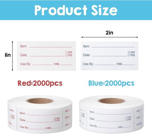 8 Rolls 4000 Pieces Removable Food Labels, 1 x 2 Inch Date Stickers for Freezer, Refrigerator Food Containers - Easy to Write On in Saudi Arabia
