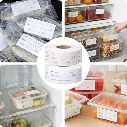 8 Rolls 4000 Pieces Removable Food Labels, 1 x 2 Inch Date Stickers for Freezer, Refrigerator Food Containers - Easy to Write On in Saudi Arabia